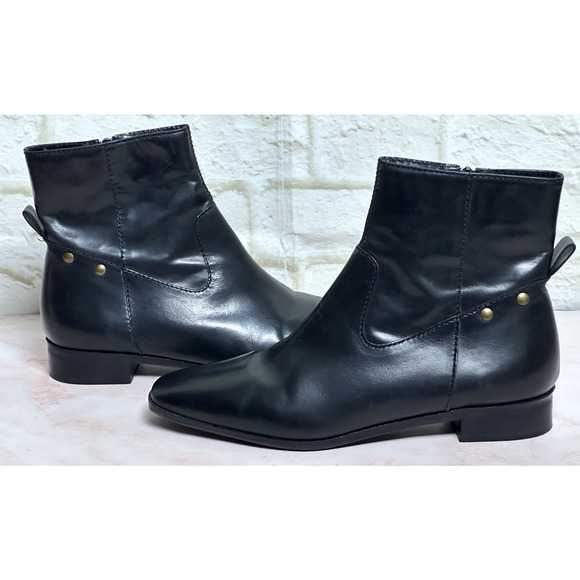 Talbots Women's Ankle Short Black Boots Size 6 1/2 Leather Uppers - Picture 6 of 16